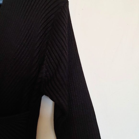 Fay's at Mira sophisticate black wrap thick rib knit long sleeve sweater size XL - Picture 5 of 12